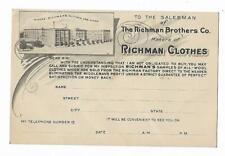 Old Advertising Postcard Richman Brothers Clothing York PA Salesman Rudisill picture