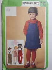 Jumper Dress Overall Bibs Denim Jean Size 6 Sewing Pattern Simplicity 9722 Child picture