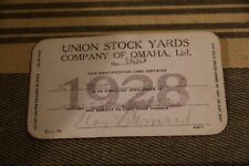 1928 UNION STOCK YARDS Company Omaha NEBRASKA Employee Identification Card picture