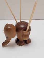 Teak Wood Elephant Toothpick Holder Vintage - Mid Century Decor picture