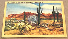 1956 RED ROCK CANYON CALIFORNIA CACTUS DESERT LINEN POSTCARD picture