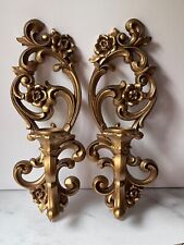 Vintage 1971 HOMCO #4118 Gold Wall Sconce Candle Holder Hollywood Regency picture
