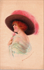 A/S Pretty Woman Fabulous Hat Feathers Flowers Shoulders P.UN. Gibson Co. N-193 picture