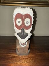 Vintage Wood Carved Folk Art Head Made In Taiwan Republic of China picture