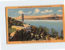 Postcard George Washington Bridge Fort Tyron Park Hudson River Jersey Palisades picture