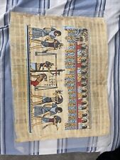 Vintage Egyptian Papyrus Hand Painted Art  Artist Signed & Certificate 17”x12,5” picture
