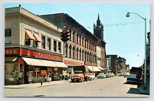 c1950s~Remsen Street~Busy Main Street~Cohoes New York VTG NY~Postcard picture