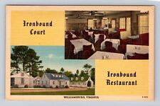 Williamsburg VA-Virginia, Iconbound Court & Restaurant, Antique Vintage Postcard picture