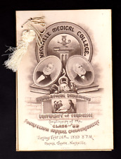 Rare 1889 Nashville Medical College Tennessee 14th Annual Commencement  Program picture