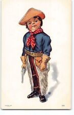 1906 J. Tully Illustration Young Cowboy w Bandana Pistol & Chaps UDB Postcard-N1 picture
