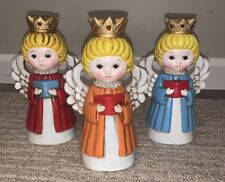 Unique Vintage Christmas Candle Holders Angels Colorful Set Of 3 Choir Singing picture