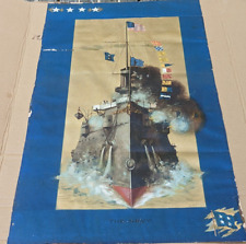 ANTIQUE SPANISH AMERICAN WAR CHROMO LITHO THE NAVY SIGNED HENRY TURNER DATE 1899 picture