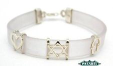 Stunning Silver Silicone Rubber Star of David Bracelet picture