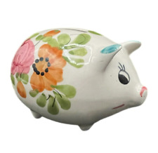 Vintage Secla Portugal Hand Painted Floral Piggy Bank picture