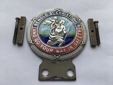 C1950s-60s ERA BEHOLD ST CHRISTOPHER AND GO YOUR WAYNIN SAFETY ENAMEL CAR BADGE picture