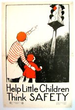Original 1936 Poster, Help Little Children Think Safety, National Safety Council picture