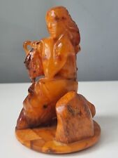Young woman figurine old BALTIC NATURAL AMBER egg yolk 419 gr picture