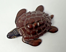 Seven Seas Kauai Hawaii Turtle Figurine Hand Carved Hardwood Rattle 3