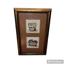 Vintage 70's Style  Miniature Owl Art Frame Mated  picture