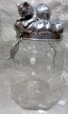 2002 ARTHUR COURT Glass & Pewter GOOD KITTY Treat Jar ~ 9-1/4