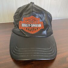 Vintage Harley Davidson Leather Strap Back Hat Cap Made In USA Motorcycle picture