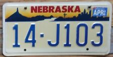 Nebraska expired 1996 Yellow Sky Base Metal License Plate ~ 14 - J103 - Embossed picture