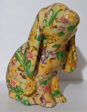 Vintage Bunny Rabbit Figurine Floral Decoupage Finish Formalities Baum Brothers picture