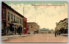 Mendota Illinois~Washington Street Looking East~The 10' Store~Horse~Men~1917 PC picture