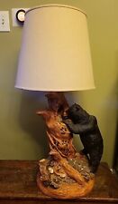 Awesom Large Vintage table  lamp Black Bear Getting Honey From Tree Plaster picture