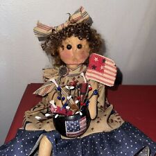 Primitive Doll  Darlas patriotic Fireworks Tea Stained Hand Made By Me picture
