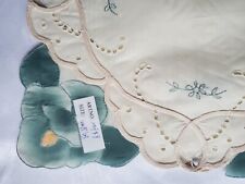 Vintage Madeira Embroidered Placemats 4 Teal Marked Art# MH919 picture