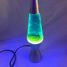 Lava Lamp  14.5 Inch Silver Base Blue Green Liquid Wax Retro picture