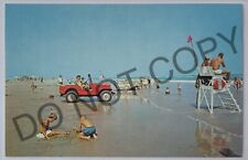 AVALON NEW JERSEY NJ Beach Scene Vintage Jeep Attractive Men Lifeguards Postcard picture