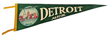 VTG Green Felt Pennant Detroit Mich. Auto Center of the World Skyline 27