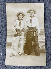 COWBOY WOOLY CHAPS REVOLVER REAL PHOTO POSTCARD RPPC ANTIQUE UNDIVIDED picture