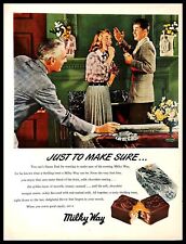 1948 Milky Way Chocolate Candy Vintage PRINT AD Fireplace Delight Dad Stealing picture