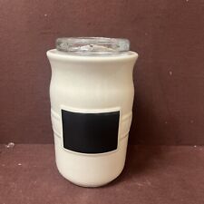 Longaberger Woven Traditions Ivory Chalk Crock Lidded Jar picture
