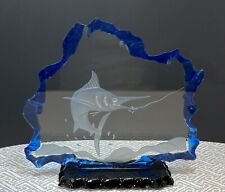 Marlin Swordfish Crystal Sculpture Art glass Signed C Todd Bradley picture