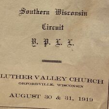 1919 Luther Valley Lutheran Church Convention Program Orfordville Wisconsin picture