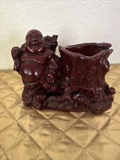 Vintage Chinese Resin Laughing Happy Buddha Figure Statue Planter picture