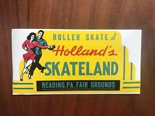 Vintage Holland’s Skateland Roller Skate Decal Sticker Reading, PA Fair Grounds picture