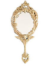 Vintage Victorian Metal Footed Cherub Hand Mirror picture