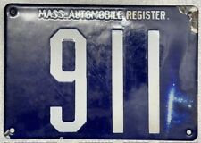 1903 MASS. AUTOMOBILE REGISTER license Plate # 911 MAR picture