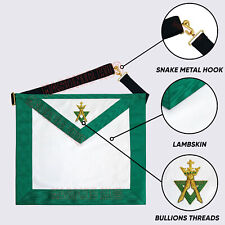 Handcrafted Lambskin Green Masonic Allied Degree and Member Apron for Freemasons picture