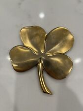 Vtg 1986 Verity 4 Leaf Clover 24 Carat Gold Electro Plated Shamrock Paper Weight picture
