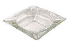 MCM Vintage Clear Thick Glass Square Star Cigar Cigarette Ashtray 6