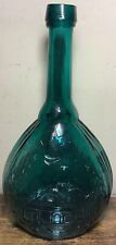 JENNY LIND Fislerville Glass Works Pontil Top Green Blue Glass Bottle picture