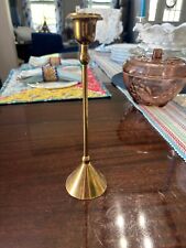 Vintage Brass Candlestick Lacquered 9” Triangle Bottom Made in India picture
