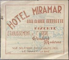 HOTEL MIRAMAR BIZERTE TUNISIA AFRICA EARLY LUGGAGE LABEL SIGNED CHIKLY picture