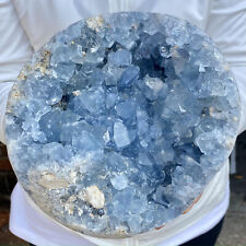 13.8LB  Natural Beautiful Blue Celestite Crystal Geode Cave Mineral Specimen picture